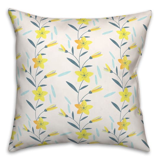 Linear Floral Print Throw Pillow